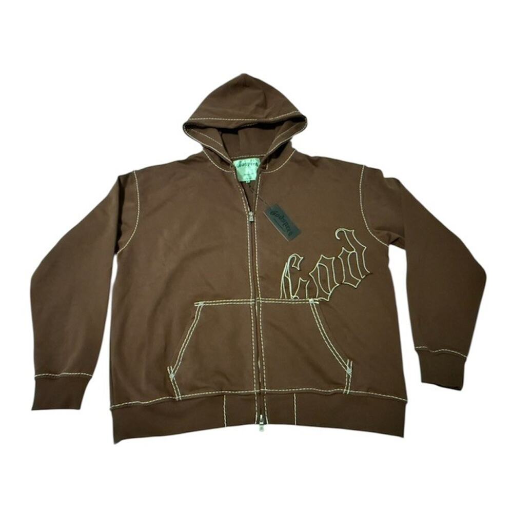 GODSPEED OG Logo Hoodie Stitched Mocha Brown Size XL